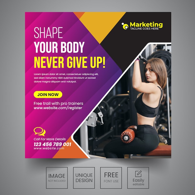 Gym Social Banner Design Template