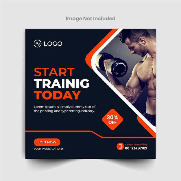 Gym Social Media Banner Post Template