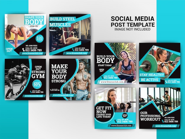 Gym social media marketing set template