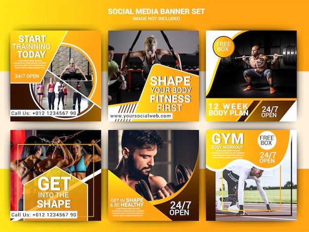 Vector gym social media marketing template