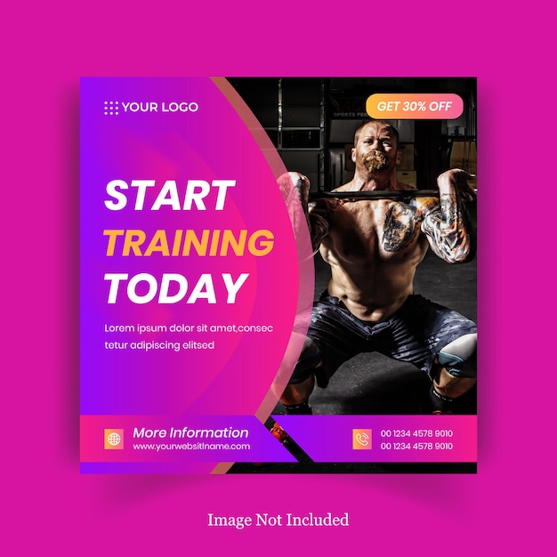 Gym social media post design template b