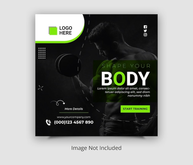 Gym Social Media Post Template for Body Shape