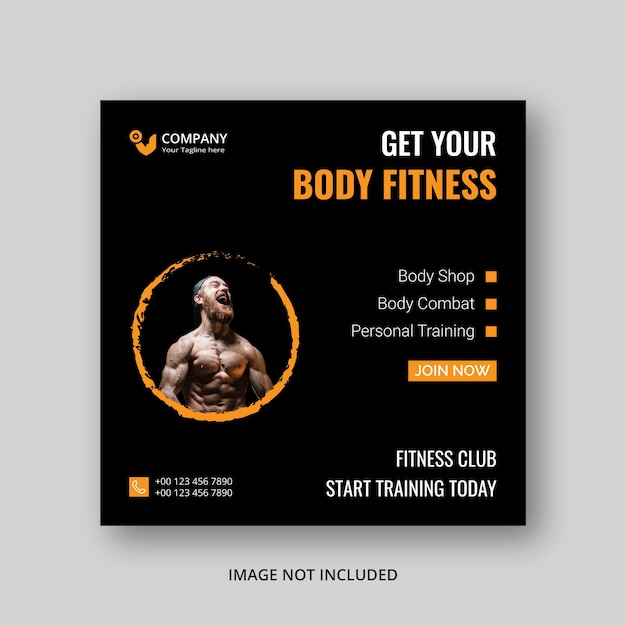 Vector gym social media post template eps