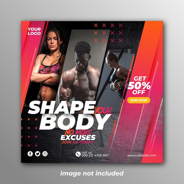 Gym social media post template