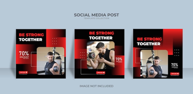 Gym sport social media banner template collection Premium Vector