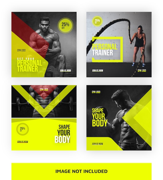 Gym-trainer social media banner template 