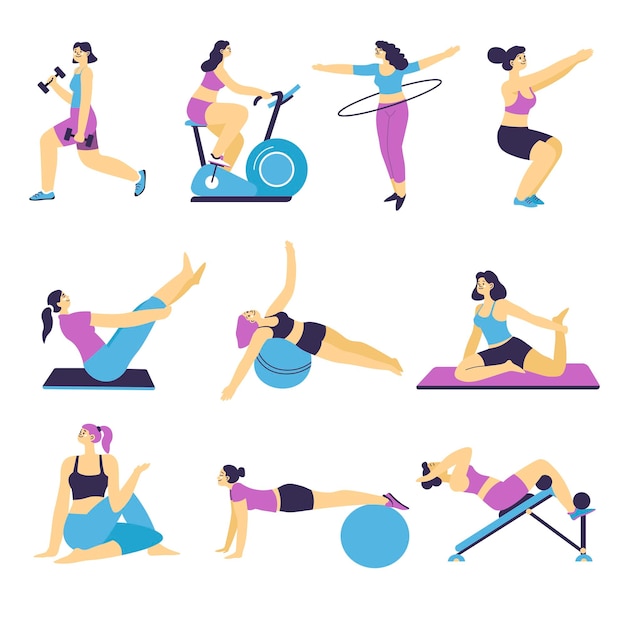 Gym training fitness activities and exercises