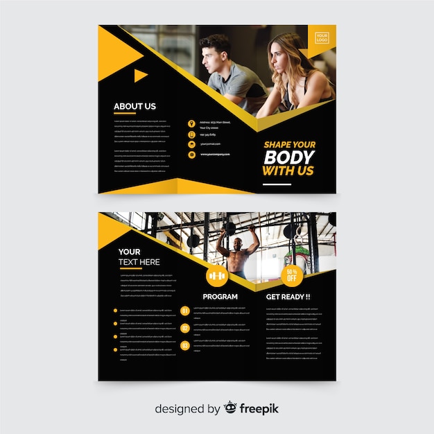 Vector gym trifold brochure template