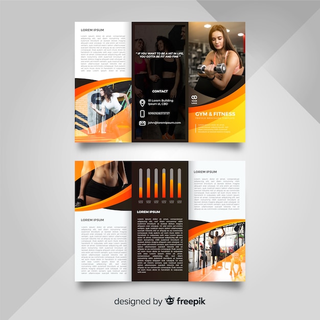 Vector gym trifold brochure template