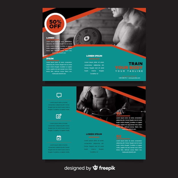 Vector gym trifold brochure