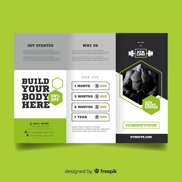 Vector gym trifold brochure