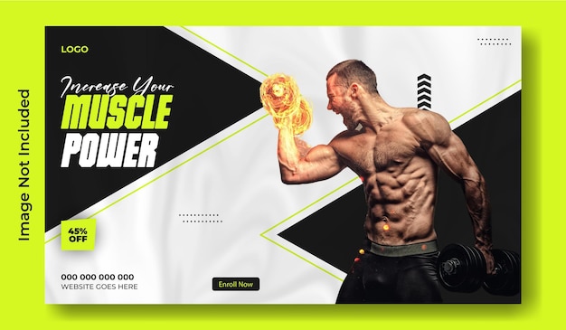 Gym web banner template illustration