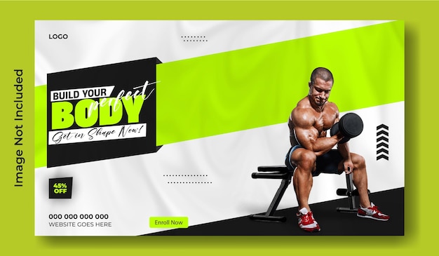 Gym web banner template illustration