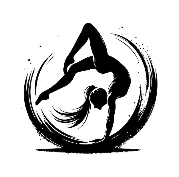 Vector gymnastics female silhouette vector illustration set