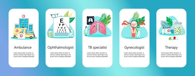 Gynecologist ophthalmologist TB specialist concept vector for mobile app Endometriosis endometrium dysfunctional endometriosis treatment