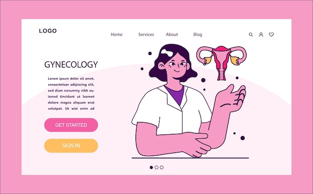 Gynecology web or landing womens health gynecologist study uterus human anatomy ovary and womb