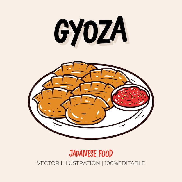 Gyoza Japanese food vector illustration