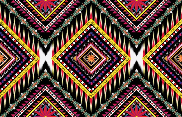 Vector gypsy pattern tribal ethnic motifs geometric seamless background. doodle gypsy geometric shapes