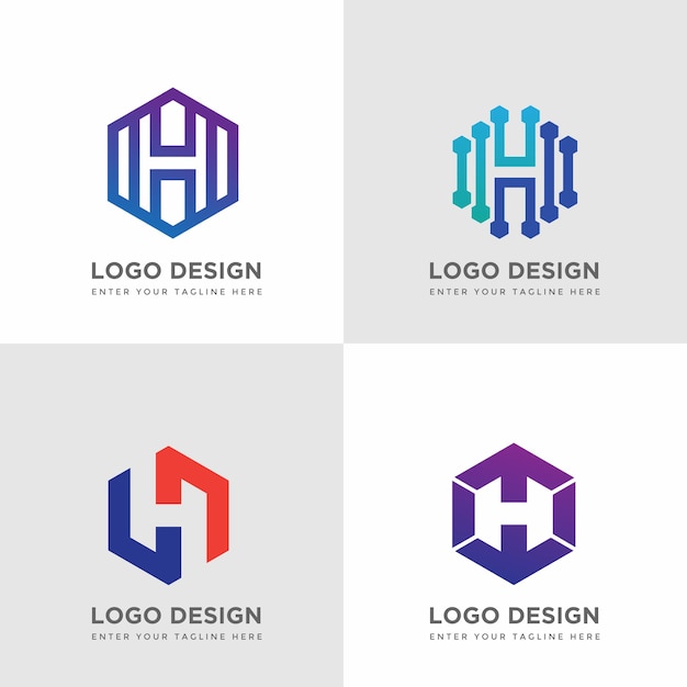 H Hexagon Logo Design Collections