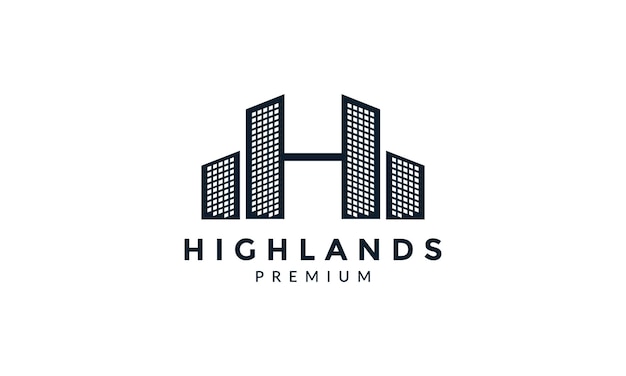 H for high building logo vector icon illustration design