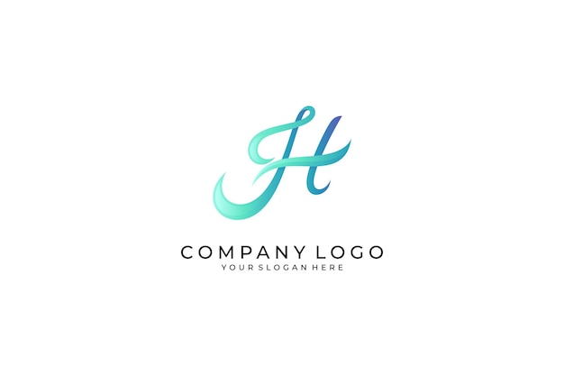 H initial letter handwriting logo template vector