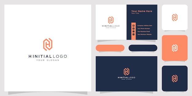 h initial logo concept business card template