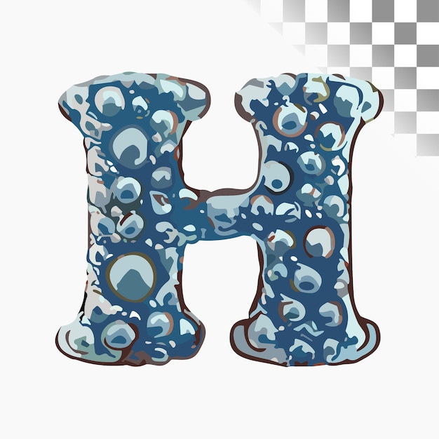 H Letter Design Stylish Font water bubbles Alphabet