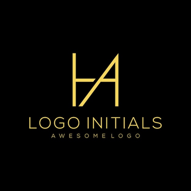 H A letter initial logo luxury gold color