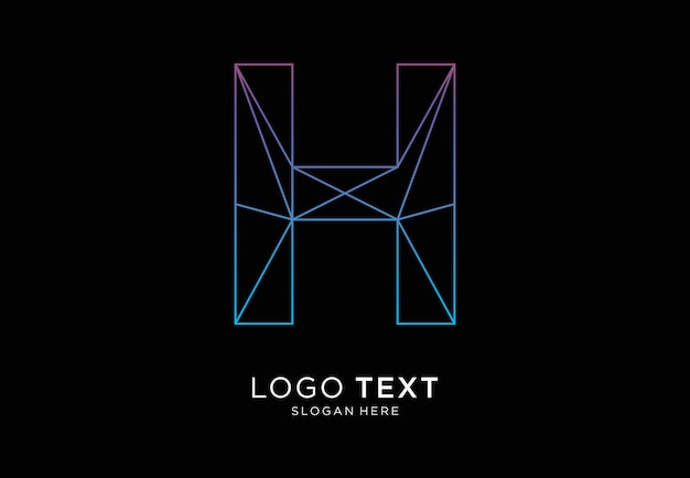 H Letter logo irregular lines gradient color technology