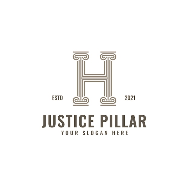 H Letter Logo Justice And Law Firm Pillar Bold Professional Line Art