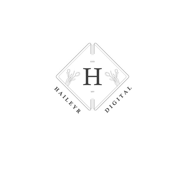 Vector h letter logo with creative floral concept for company business beauty real estate premium vector