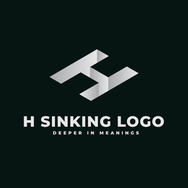 H Monochrome Isometric Hole Pit And Cutting Edge Logo Initial Alphabet Letter Logomark Icon