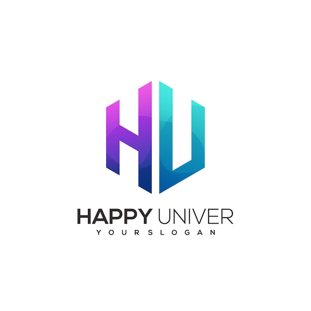 H u letter logo template