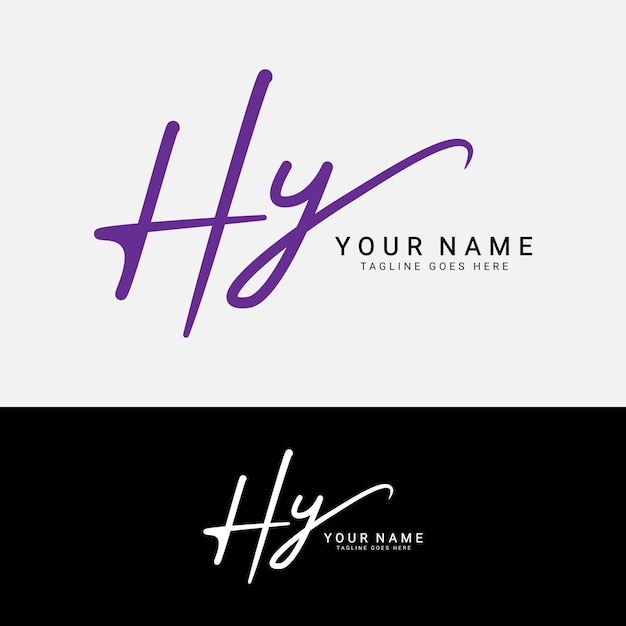 Vector h y hy initial letter logo alphabet hy handwritten signature logo