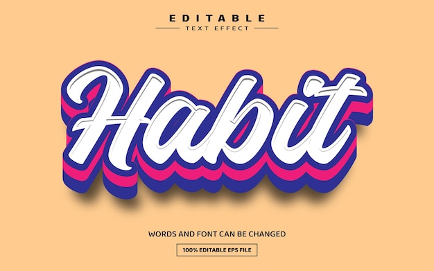 Habit 3D editable text effect template