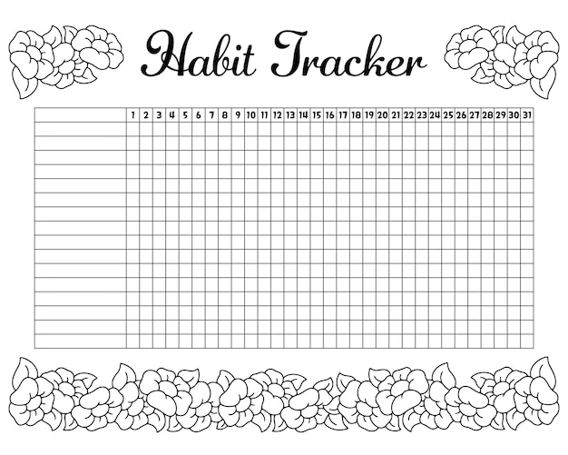 Habit tracker to improve your life Sheet template for printing