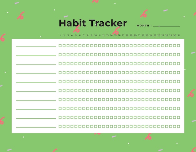 Habit Tracker Monthly planner habit tracker template