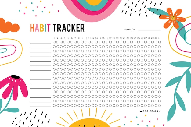 Habit tracker template organizer