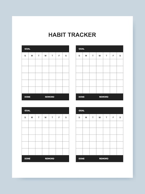 Habits Tracker printable template isolated on background. Vector illustration