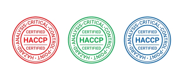 HACCP certified stamp. Quality warranty badge. Food safety system seal imprint. round emblem