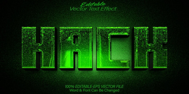 Hack Vector Text Effect Editable Alphabet Hacker Green Cyber Virus Network Internet