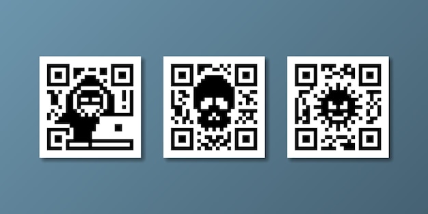 Hacker and Cyber crime QR Code vector illustration