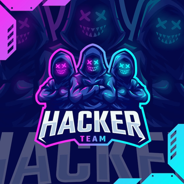 Hacker mascot esport logo design Premium Vector