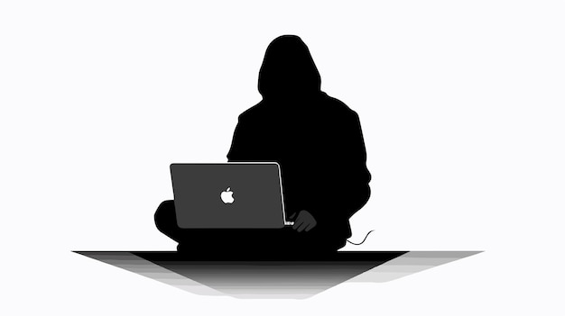 Vector hacker silhouette vector isolated on white background