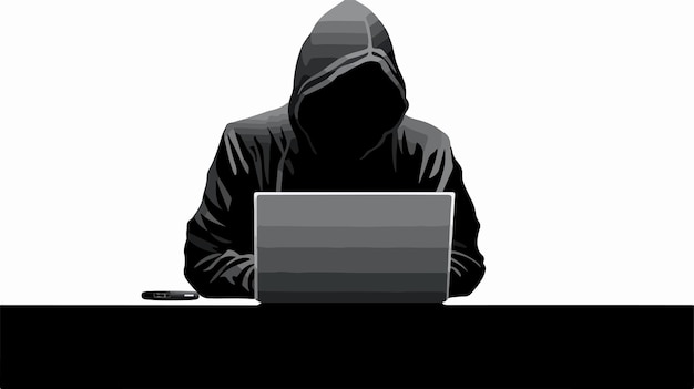 Vector hacker silhouette vector isolated on white background