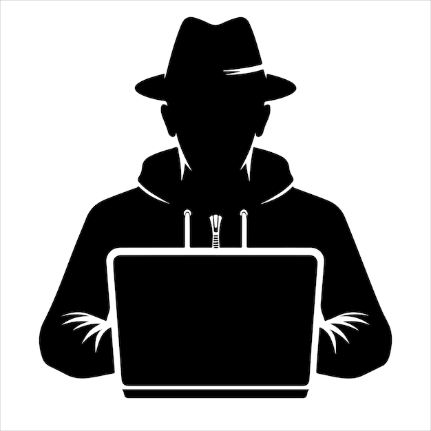 Hacker silhouette vector on white background