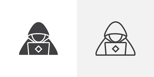 Vector hacker thin line icon set