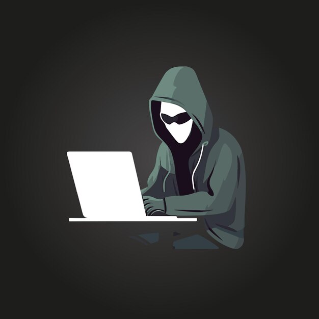 hacker using notebook vector illustration