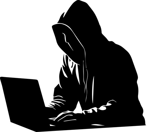 Hacker vector silhouette illustration 8