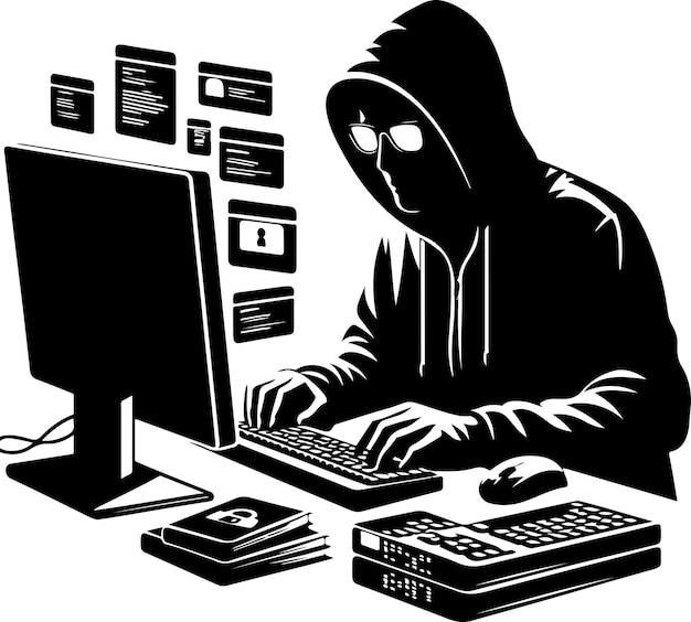 Hacker vector silhouette illustration